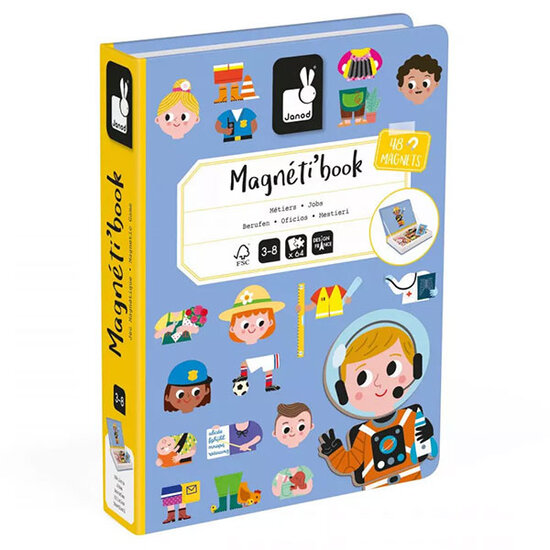 Janod speelgoed Janod magnetibook Métiers 48pcs 3-8ans