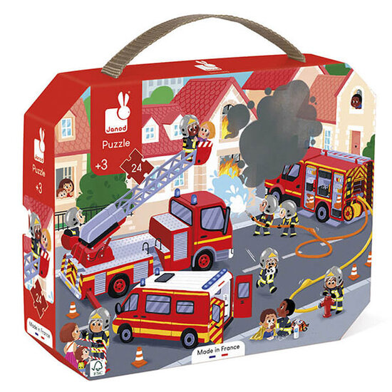 Janod speelgoed Puzzle Janod Les pompiers 24 pièces