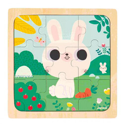 Janod puzzle white rabbit 9 pieces