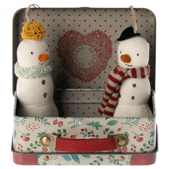 Maileg Maileg kerstornamenten sneeuwman in koffertje