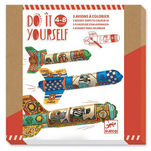 Djeco craft kit 3 rocket ships to colour in