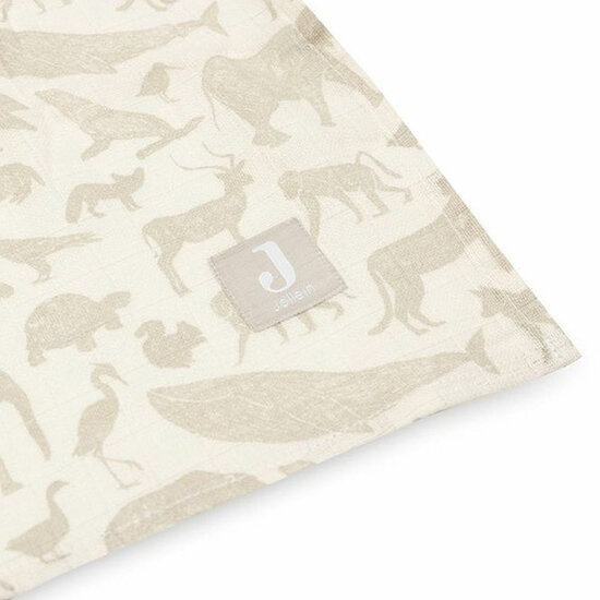 Jollein Jollein muslin cloth 115cm Animals Nougat 2pack