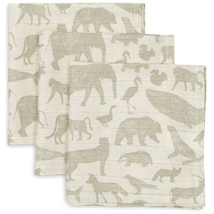 Jollein hydrofiel monddoekje Animals Olive Green 3pack