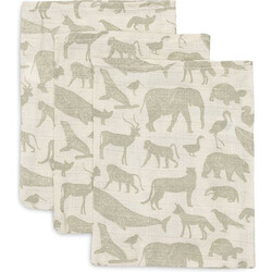 Jollein muslin washcloth Animals Olive Green 3pack