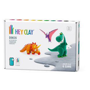 Hey Clay modeling clay dinosaurs: Pterodactyl, Triceratops, Tyrannosaurus