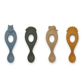 Liewood Liva silicone spoons Safari Blue Multi Mix - 4 pack