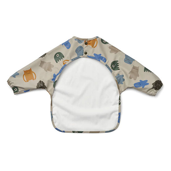 Liewood Liewood Merle bib with sleeves Merle Monsters Blue Mix