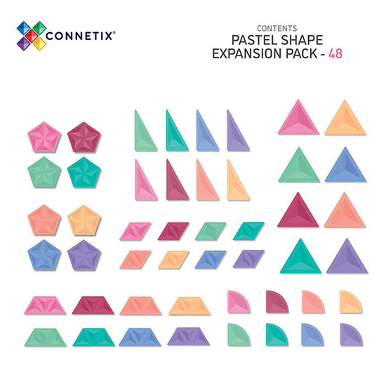 Connetix Tiles Connetix Tiles Pastel Shape Expansion Pack 48 pc magnetic blocks