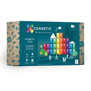 Blocs de construction magnétiques Connetix Tiles Rainbow Rectangle Pack 18 pc