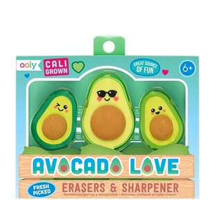 Ooly Avocado Love erasers and pencil sharpener set