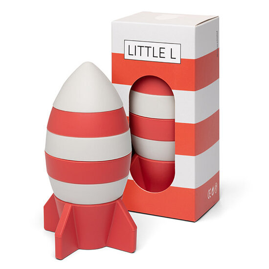 Little L Little L - Stapeltoren Raket - Rood en Wit
