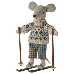 Maileg winter mouse with ski set father