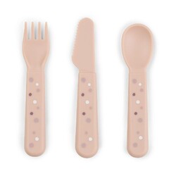Done by Deer Foodie cutlery set (spoon/fork/knive) - Happy Dots Powder