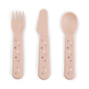 Done by Deer Foodie cutlery set (spoon/fork/knive) - Happy Dots Powder