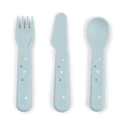 Done by Deer Foodie cutlery set (spoon/fork/knive)  - Happy Dots Blue