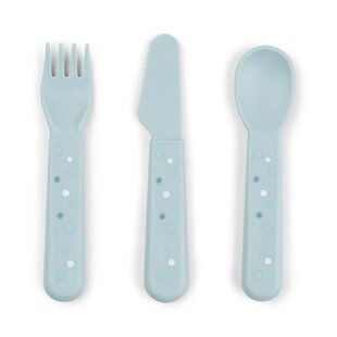 Done by Deer Foodie cutlery set (spoon/fork/knive)  - Happy Dots Blue