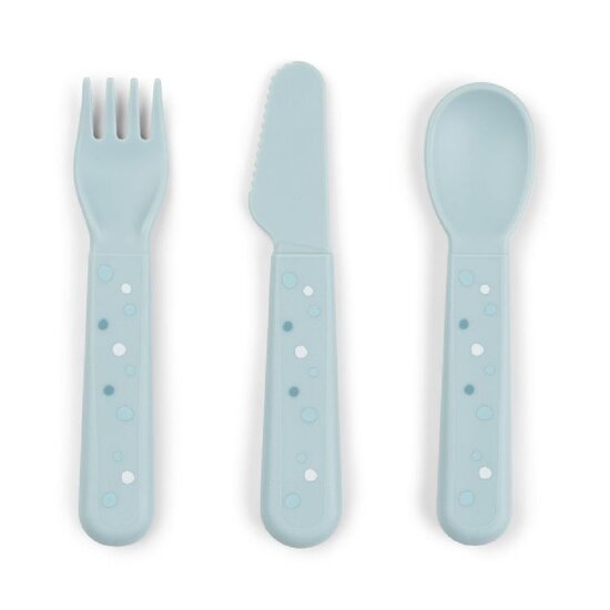 Done By Deer CDone by Deer Foodie cutlery set (spoon/fork/knive) - Happy Dots Blue