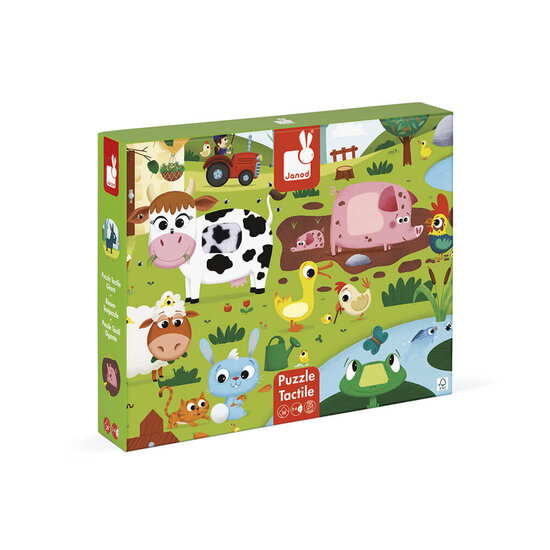 Janod speelgoed Janod - Tactile Puzzle "Farm Animals" - 20PCS