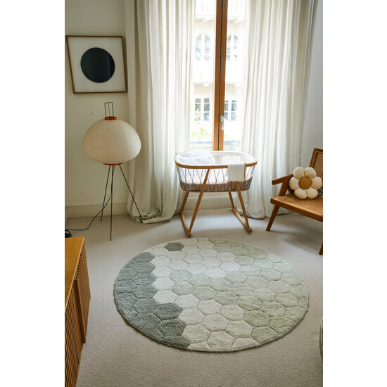 Lorena Canals Lorena Canals - Wasbaar vloerkleed Rond Honingraat Blauw