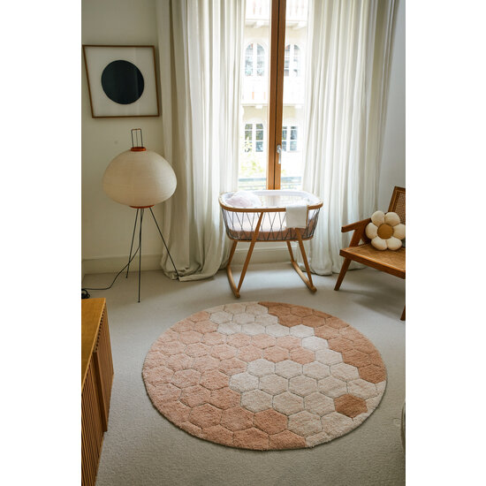 Lorena Canals Lorena Canals - Washable rug Round Honeycomb Rose