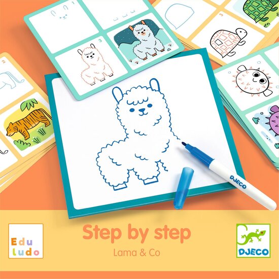 Djeco Djeco Learning to draw Step by Step Lama & Co