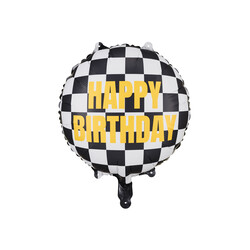 Party Deco - Ballon en aluminium Drapeau à damier, 45 cm