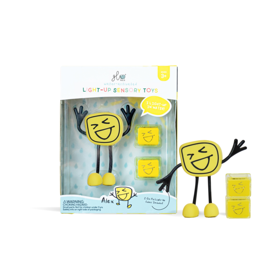 Glo Pals Glo Pals Alex, cubes lumineux, personnages, jaune 1+2 pièces