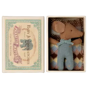 Maileg | Sleepy Wakey Baby Maus in Streichholzschachtel - Blue