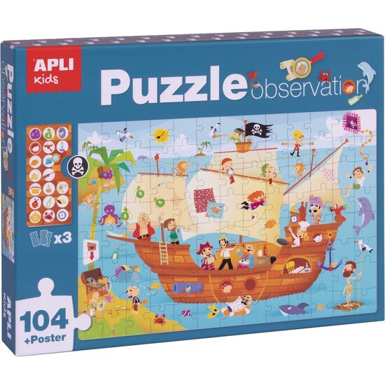 APLI APLI | Casse-tête d'observation du bateau pirate 104 Pièces