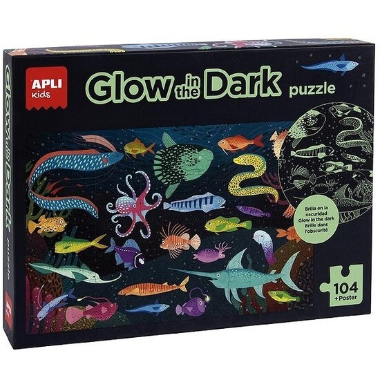APLI APLI | Oceaan Puzzel Glow In The Dark + Poster 104 Stuks
