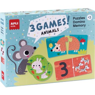 APLI |  3 Dierenspellen (Puzzel, Memory, Domino)