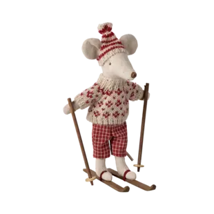 Maileg | winter muis met ski set moeder - Red