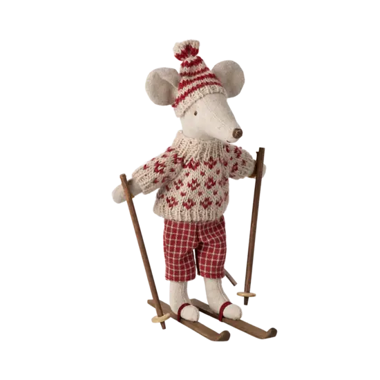 Maileg Maileg | souris d'hiver avec kit de ski mère - Red