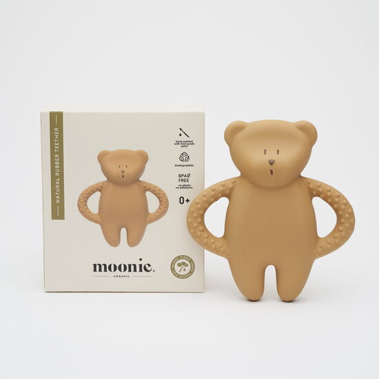 Moonie Moonie | Natural RubberTeether Bear Cappuccino