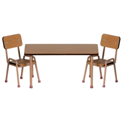 Maileg | Table and chair set, Mouse - Dark powder