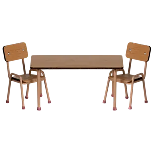 Maileg | Table and chair set, Mouse - Dark powder