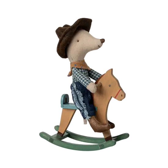 Maileg Maileg |  Cowboy-Maus auf Schaukelpferd, Kleiner Bruder