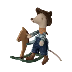 Maileg |  Cowboy-Maus auf Schaukelpferd, Kleiner Bruder