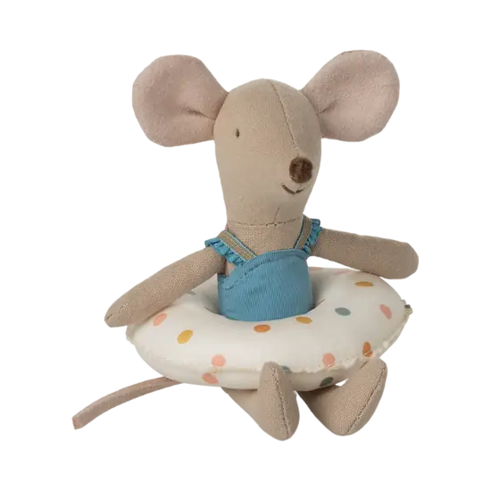 Maileg Maileg |  Beach mouse with float, Little sister - Multi dot