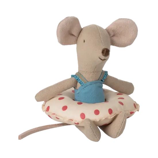 Maileg Maileg |  Beach mouse with float, Little sister - Red dot