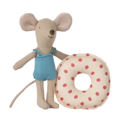 Maileg |  Beach mouse with float, Little sister - Red dot