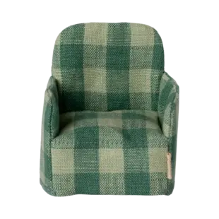 Maileg | Folding chair, Mouse - Green check