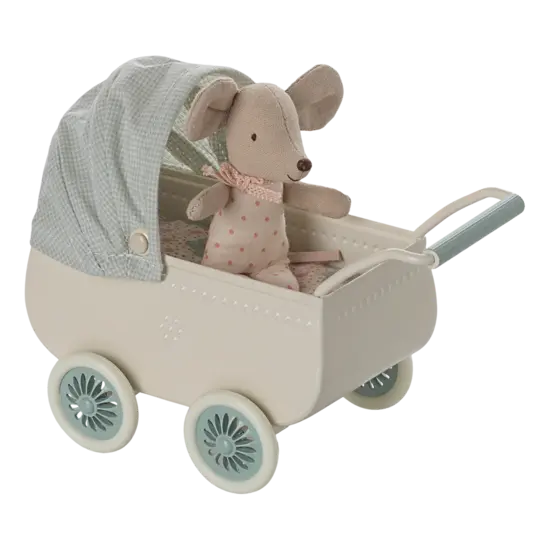 Maileg Maileg | Kinderwagen Met Babymuis - Mint