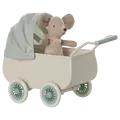 Maileg Maileg | Pram with baby mouse - Mint