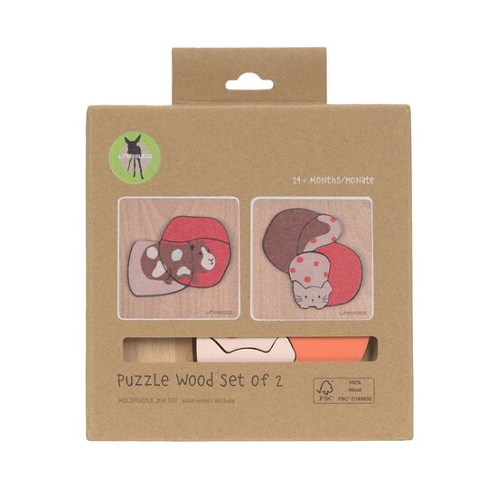 Laessig Laessig | Houten Puzzel Set Little Mateys Cat/Guinea Pig Kat/Cavia