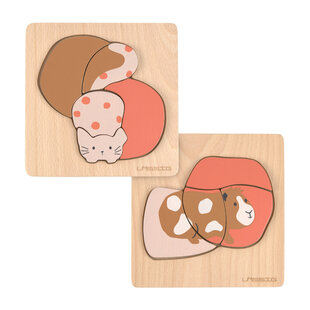 Laessig | Houten Puzzel Set Little Mateys Cat/Guinea Pig Kat/Cavia