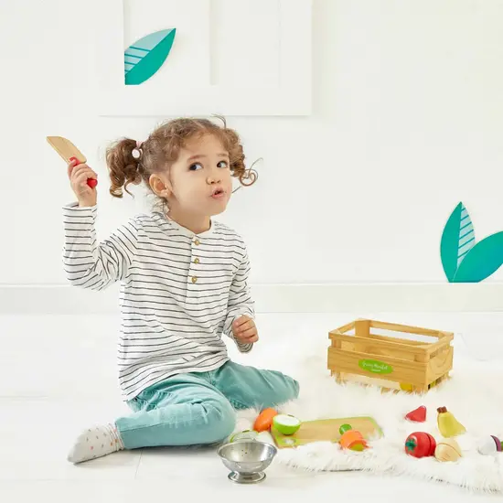 Janod Janod | Obst- und Gemüse-Set "Green Market" mit Zubehör im Kasten