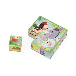 Janod | 9 Farm  Animal Thiemed Cardboard Blocks