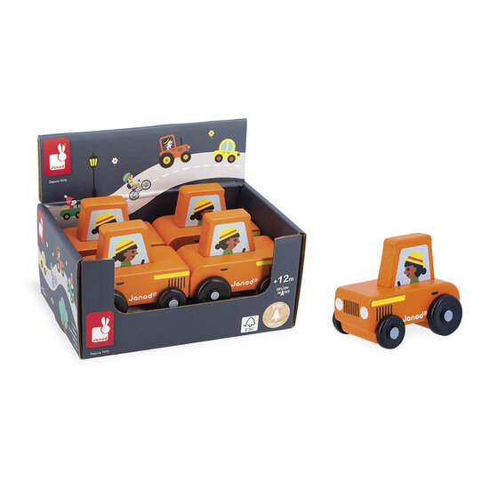 Janod Janod | Cross Roads - Countryside Orange Wooden Tractor