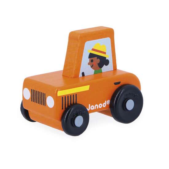 Janod Janod | Cross Roads - Tracteur orange en bois Campagne